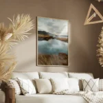 poster lac avec montagnes et nuages salon.webp