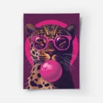 poster leopard lunettes roses.webp