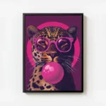 poster leopard lunettes roses avec cadre.webp