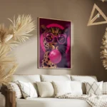 poster leopard lunettes roses salon.webp