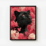 poster leopard noir et rose avec cadre.webp