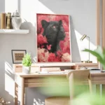 poster leopard noir et rose bureau.webp