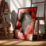 poster leopard noir et rose encadre.webp