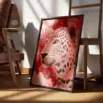 poster leopard rose encadre.webp