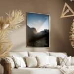 poster lever de soleil montagneux salon.webp