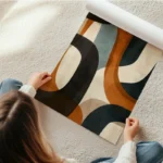 poster lignes geometriques terreuses en rouleau.webp