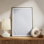 poster lignes ondulees blanches meuble.webp