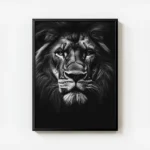 poster lion realiste majestueux avec cadre.webp
