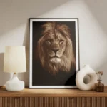 poster lion sepia meuble.webp
