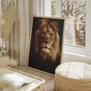 poster lion sepia salon beige.webp