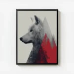 poster loup minimaliste et geometrique avec cadre.webp