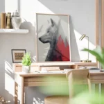poster loup minimaliste et geometrique bureau.webp