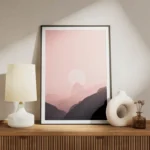 poster lune devant montagnes meuble.webp