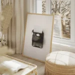 poster machine a ecrire salon beige.webp