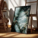 poster marbre bleu et blanc encadre.webp