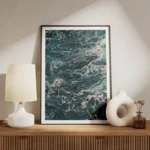 poster marbre bleu et blanc meuble.webp