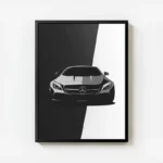 poster mercedes minimaliste noir et blanc avec cadre.webp