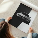 poster mercedes minimaliste noir et blanc en rouleau.webp