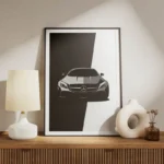 poster mercedes minimaliste noir et blanc meuble.webp