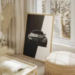 poster mercedes minimaliste noir et blanc salon beige.webp