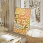 poster message positif fleurs salon beige.webp