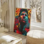 poster messi street art salon beige.webp