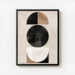poster midcentury sphere noire et beige avec cadre.webp