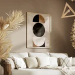 poster midcentury sphere noire et beige salon.webp