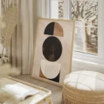poster midcentury sphere noire et beige salon beige.webp