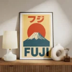 poster mont fuji vintage meuble.webp