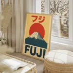 poster mont fuji vintage salon beige.webp