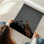 poster montagne au coucher de soleil en rouleau.webp