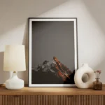 poster montagne au coucher de soleil meuble.webp