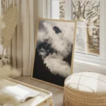poster montagne embrumee salon beige.webp