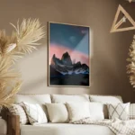 poster montagne enneigee au clair de lune salon.webp