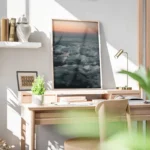 poster montagne enneigee au coucher de soleil bureau.webp