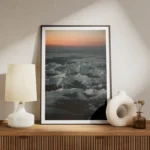 poster montagne enneigee au coucher de soleil meuble.webp