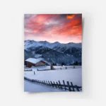 poster montagne enneigee au coucher du soleil.webp