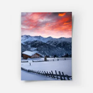 poster montagne enneigee au coucher du soleil.webp