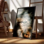 poster montagne enneigee sous ciel nuageux encadre.webp