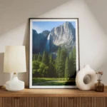poster montagne et chute d eau meuble.webp
