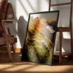 poster montagne et coucher de soleil encadre.webp