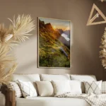 poster montagne et coucher de soleil salon.webp