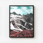 poster montagne et fleurs automne avec cadre.webp