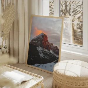 poster montagne leve de soleil salon beige.webp