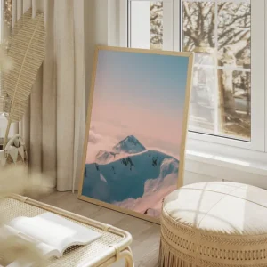 poster montagne neigeuse dimmige salon beige.webp