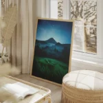 poster montagne nocturne salon beige.webp
