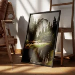poster montagne reflet eau encadre.webp