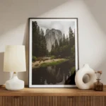 poster montagne reflet eau meuble.webp