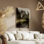 poster montagne reflet eau salon.webp